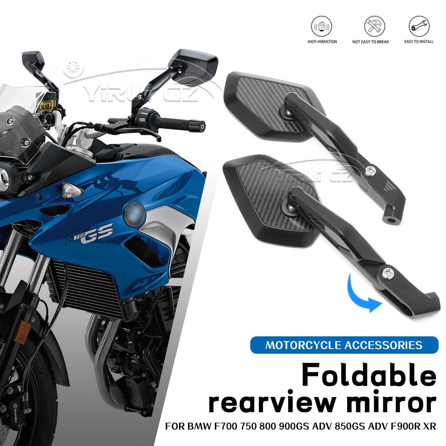 

FOR BMW F700GS 750GS F800 900GS F800GS F850 900GS ADV F900R XR Motorcycle rearview mirror Rearview Side Mirror anti-glare mirror