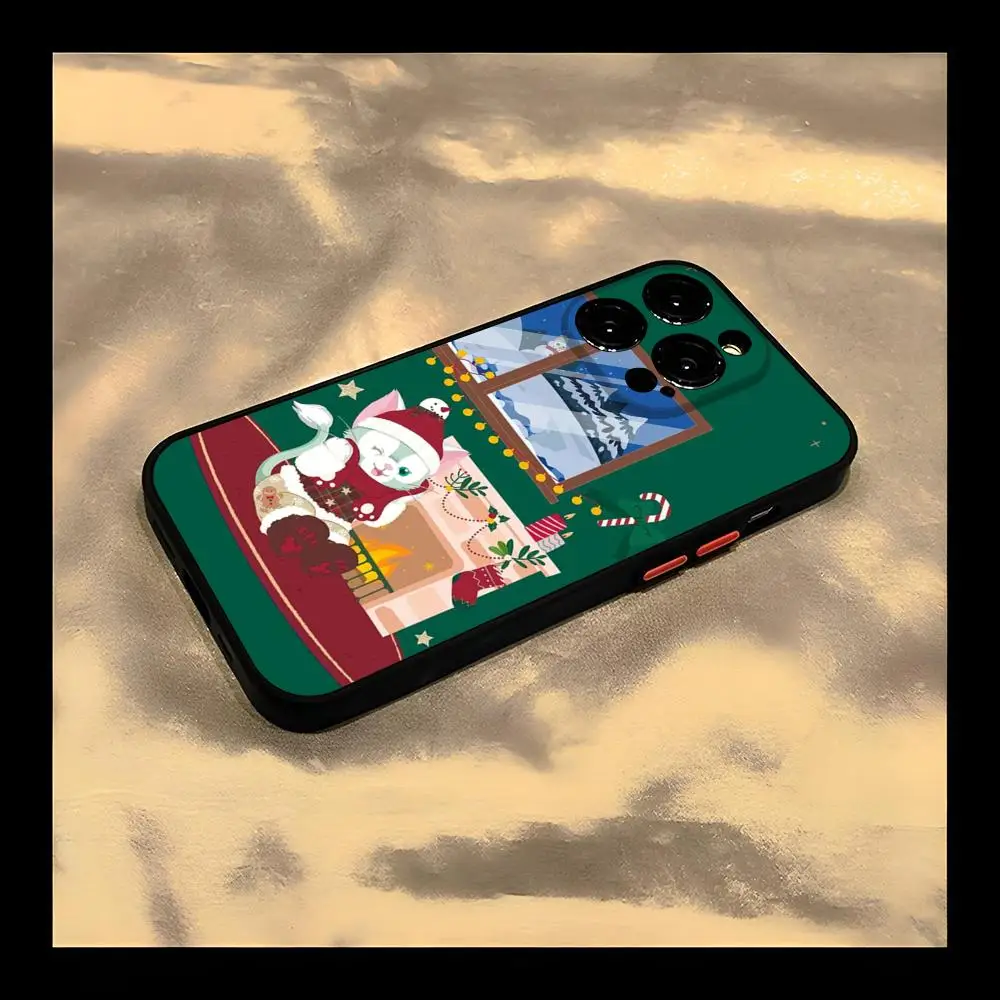 Disney Christmas Phone Case for iPhone 13 14 16 15ProMax 11 12 Pro Max Mini Plus SE2020 XSMax Matte Black Cover