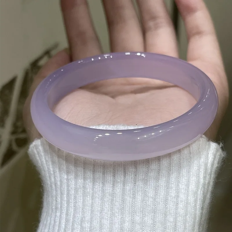 

New High-ice Agate Light Purple Flat Bar Bracelet, Versatile Temperament