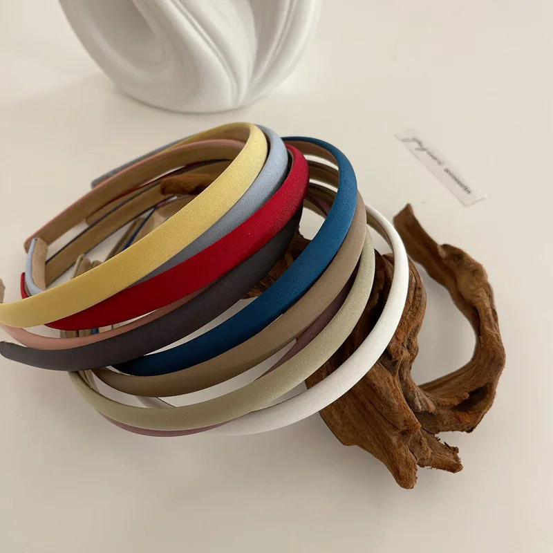 2pc Mode 1,2 cm Nette Schlanke Feste Candy Farbe Haarbänder Vielseitige Stirnbänder für Frauen Mädchen Vintage Haar Bands zubehör – Detail 10