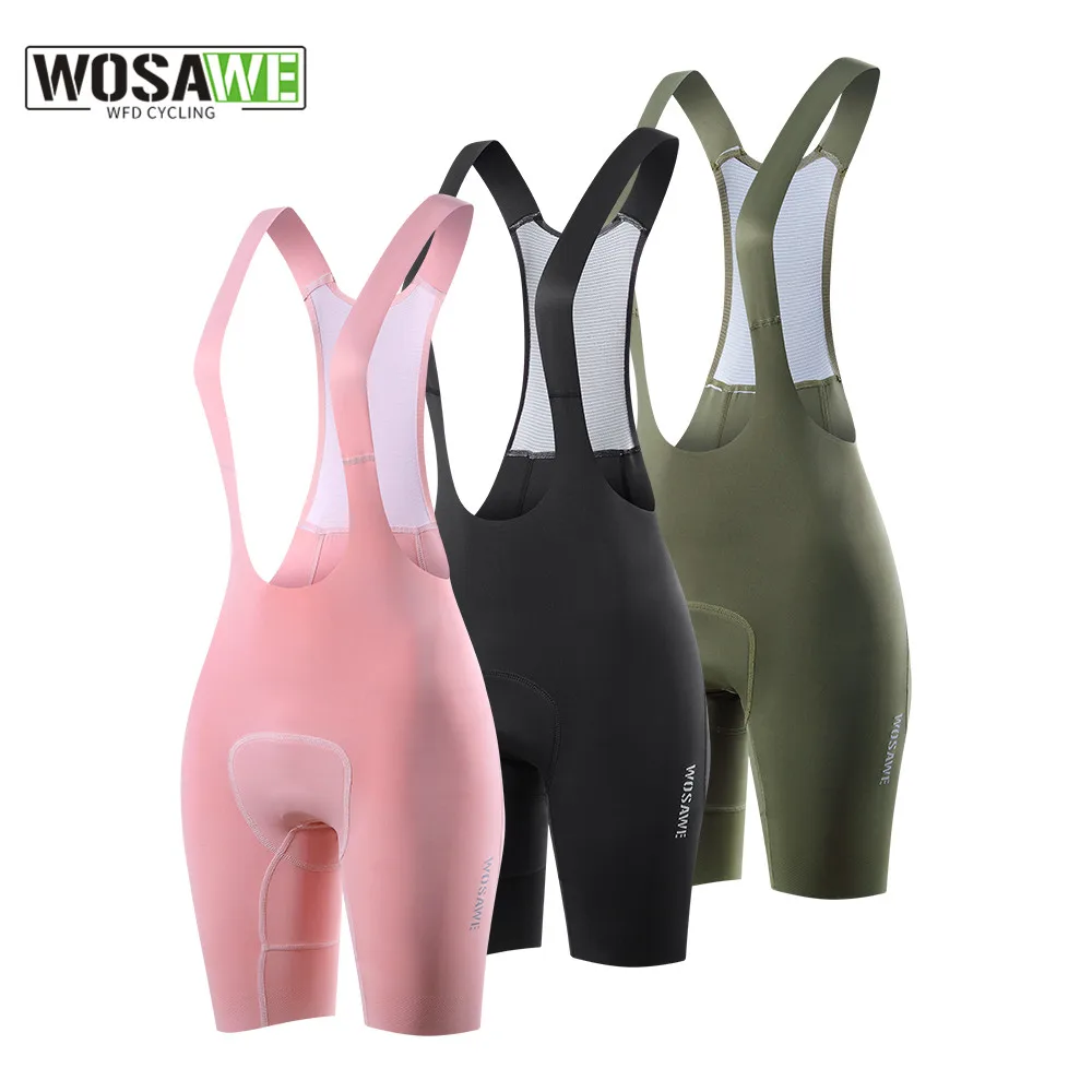 WOSAWE Women Cycling Bib Summer Sports MTB Bike 4D Padded Tights Bicycle Pants Quick Dry Breathable Riding Shorts