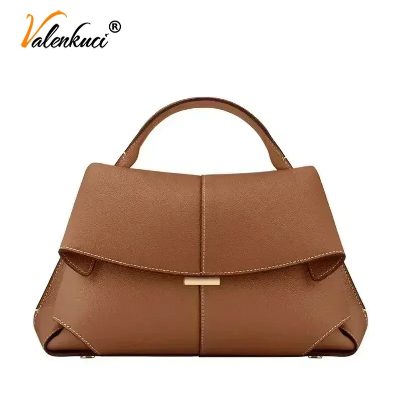 New Fashionable And Comfortable Brand Design Smile Women's Bag French Fashion Design New Head Cowhide Fashion Pleated Handbag