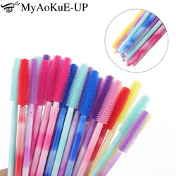 50pcs Disposable Silicone Eyelash Brush Eyebrow Comb Mascara Wands Microbrush Applicator Lash Extension Supplies Makeup Tools
