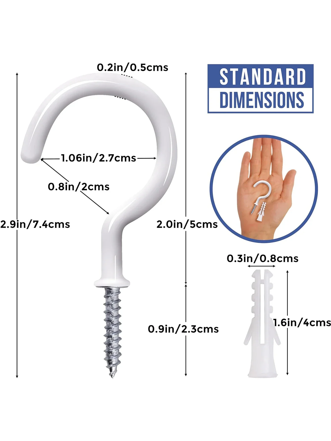 12Pack 2.9Inch Ceiling Hooks,Plant Hooks, Vinyl Coated Screw-in Wall Hooks, Plant Hooks Great for Indoor & Outdoor Use