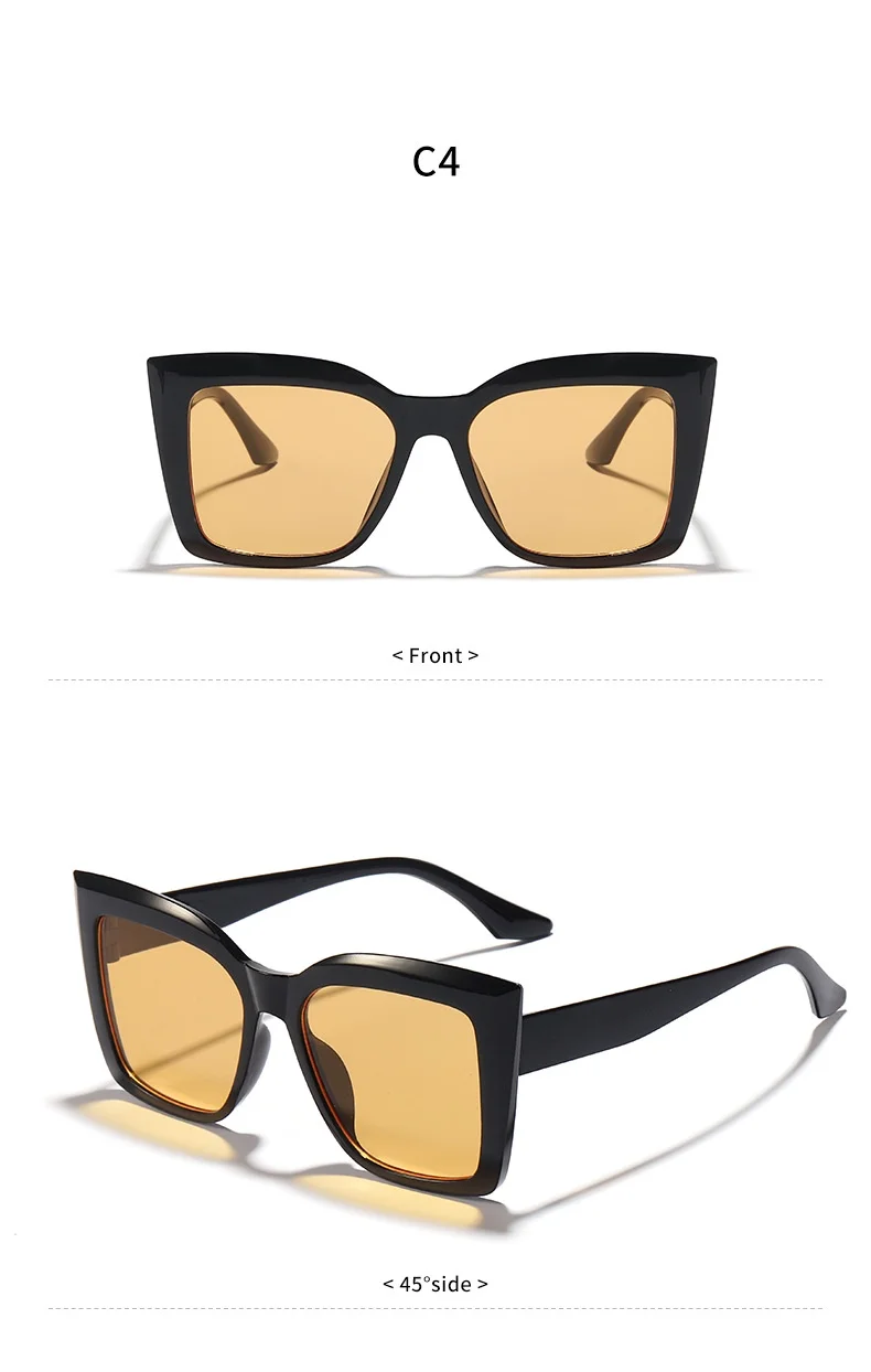 Cat Eye Sonnenbrille Damen Vintage Übergroße Sonnenbrille Damen Luxusmarke – Detail 4