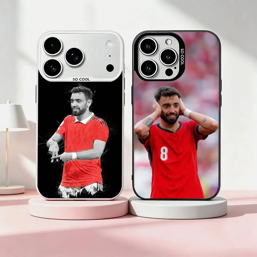 Чехол для телефона Bruno Fernandes Football-L для iPhone 17, 16, 15, 14, 13, 12, 11 Plus, Pro Max, XS, красочный серебристо-черный чехол.