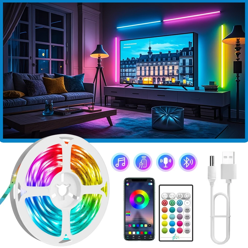 

KANTUTOE TV light strip LED light strip Bluetooth 5050 low voltage flowing colorful atmosphere set RGB light