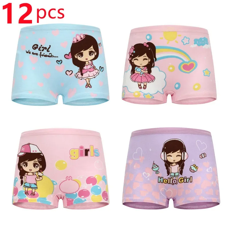 

12pcs/lot Cotton Baby Girls Panties Soft Cute Cartoon Underwear for Girls Kids Boxer Panties Breathable Teen Children's Briefs