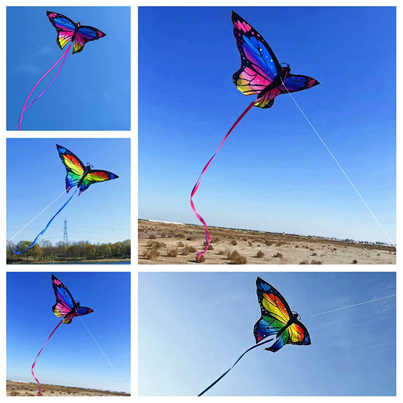 Butterfly Flying Nylon Kites for Kids, Professional Wind Kites, Brinquedos ao ar livre, Voo colorido, Fábrica, Frete Grátis