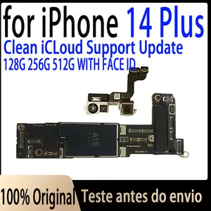 Bilashmart iCloud Unlocked Motherboard iPhone 14 Plus Mainboard with Face ID Original Cleaned iCloud Authentic Logic Board 14 Plus