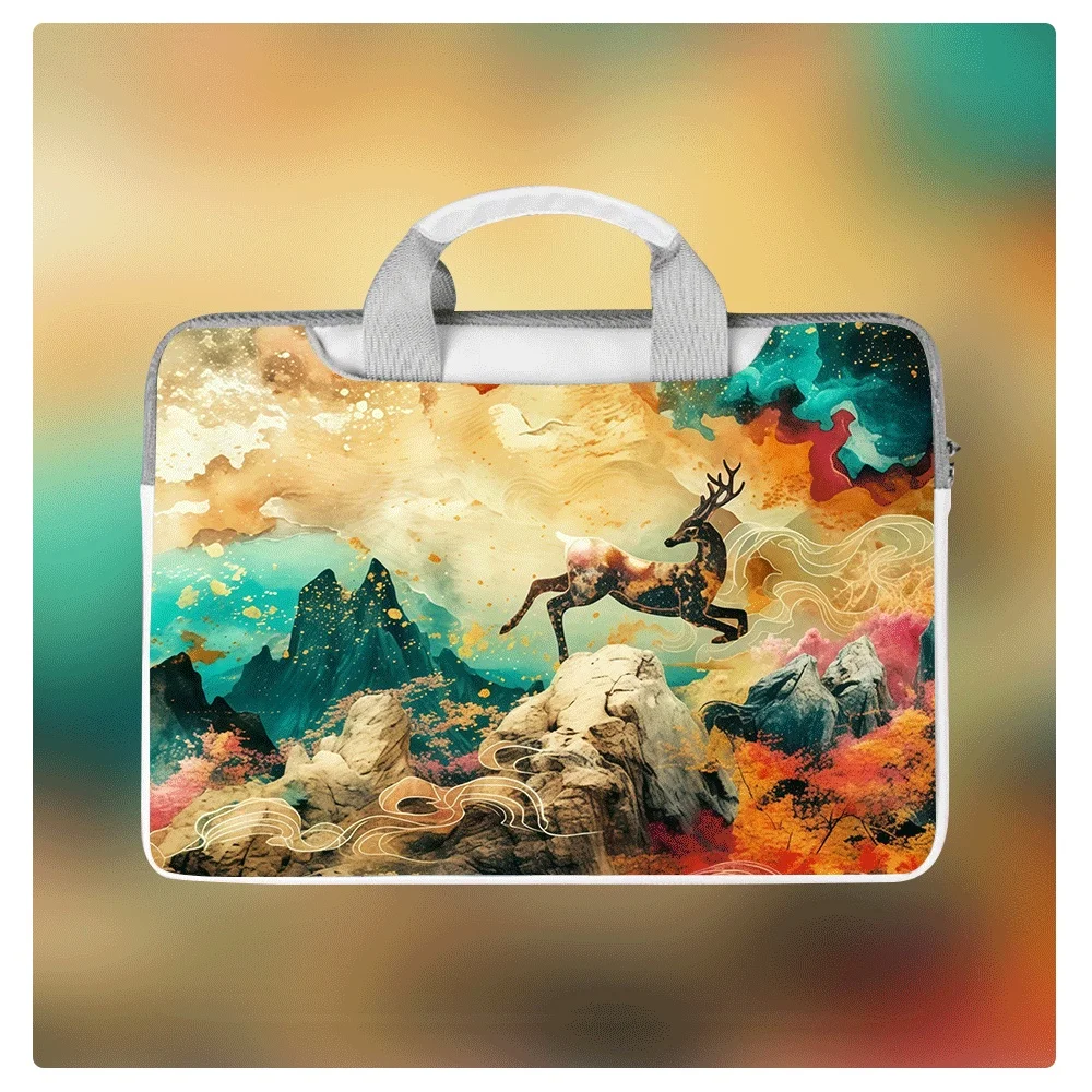 

Cute Deer Pattern Print Art Laptop Bag 13.3 14 15.6 Inch Portable Crossbody Bag Waterproof Briefcase Perfect Gift for Students