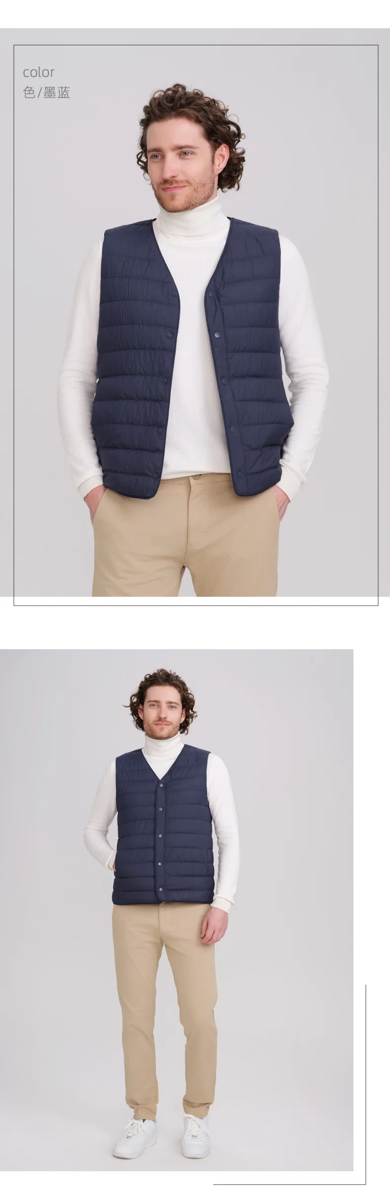 Gilet da uomo senza maniche Piumini con scollo a V Giacca con bottoni ricoperti Gilet Tasche casual solide Leggero elasticizzato 2025 Autunno Vestibilità ampia