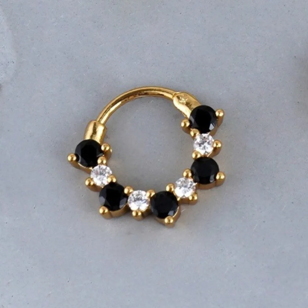 1 STÜCK 316L Edelstahl 16G Nasenring eingelegt mit farbigem Zirkon geschlossenem Ring Nasenring Körperpiercing Ohrring Schmuck 10 mm – Detail 8