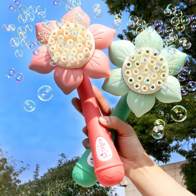 23 Hole Electric Bubble Gun Automatic Sunflower Soap Bubble Blower Machine Outdoor Game Party Wedding Birthday Gifts Kid  Toy