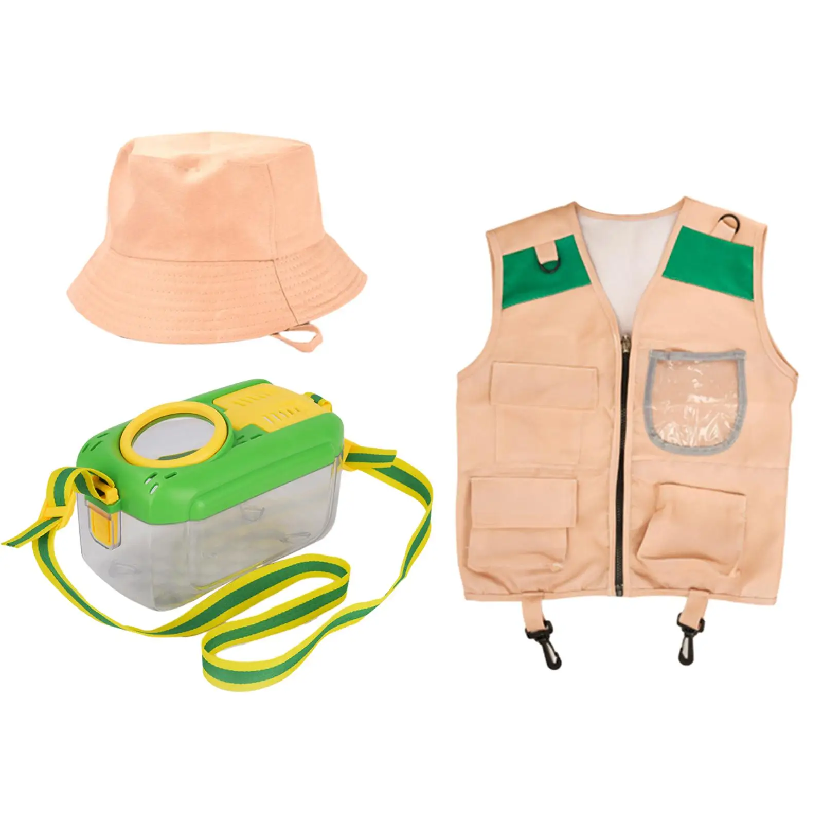 3Pcs Explorer Kits Washable Cargo Vest Dress up Educational Kids Outdoor Exploration Set for Hiking Exploration Camping Fishing