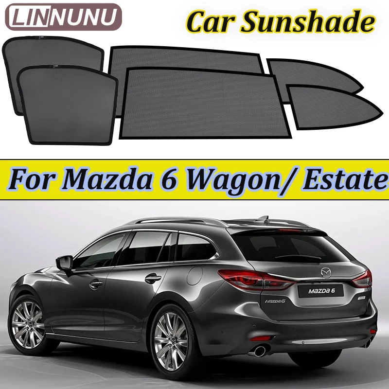 

LINNUNU For Mazda 6 Atenza Wagon & Estate Car sunshade Magnetic Curtain Window Mesh Magnetic Sun Shade UV Protection accessories