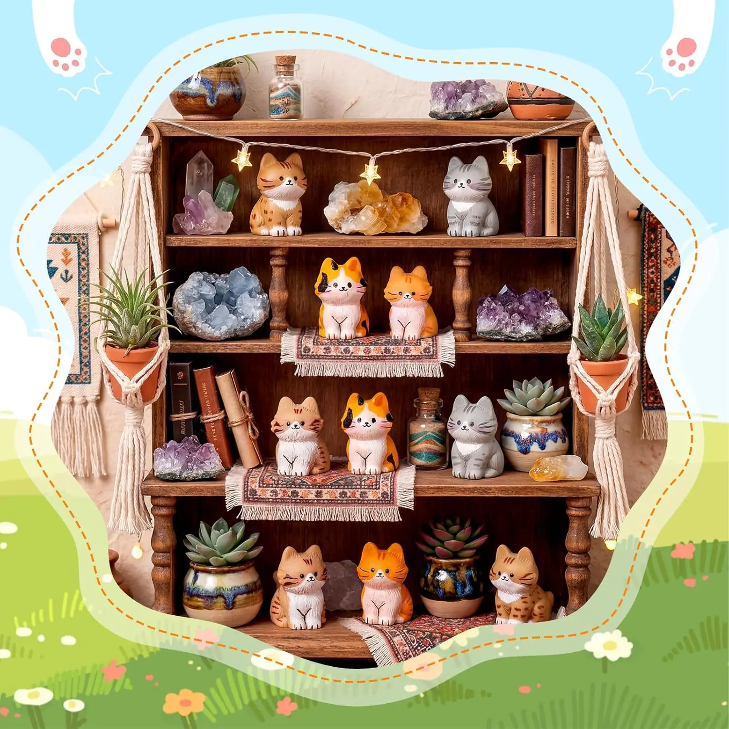 10 Stück Mini-Katzenfiguren aus Harz, Tierstatuen, kleine Kätzchen für Versteckspiele, DIY Feengarten, Desktop-Deko, Haustier-Party-Geschenk – Detail 4