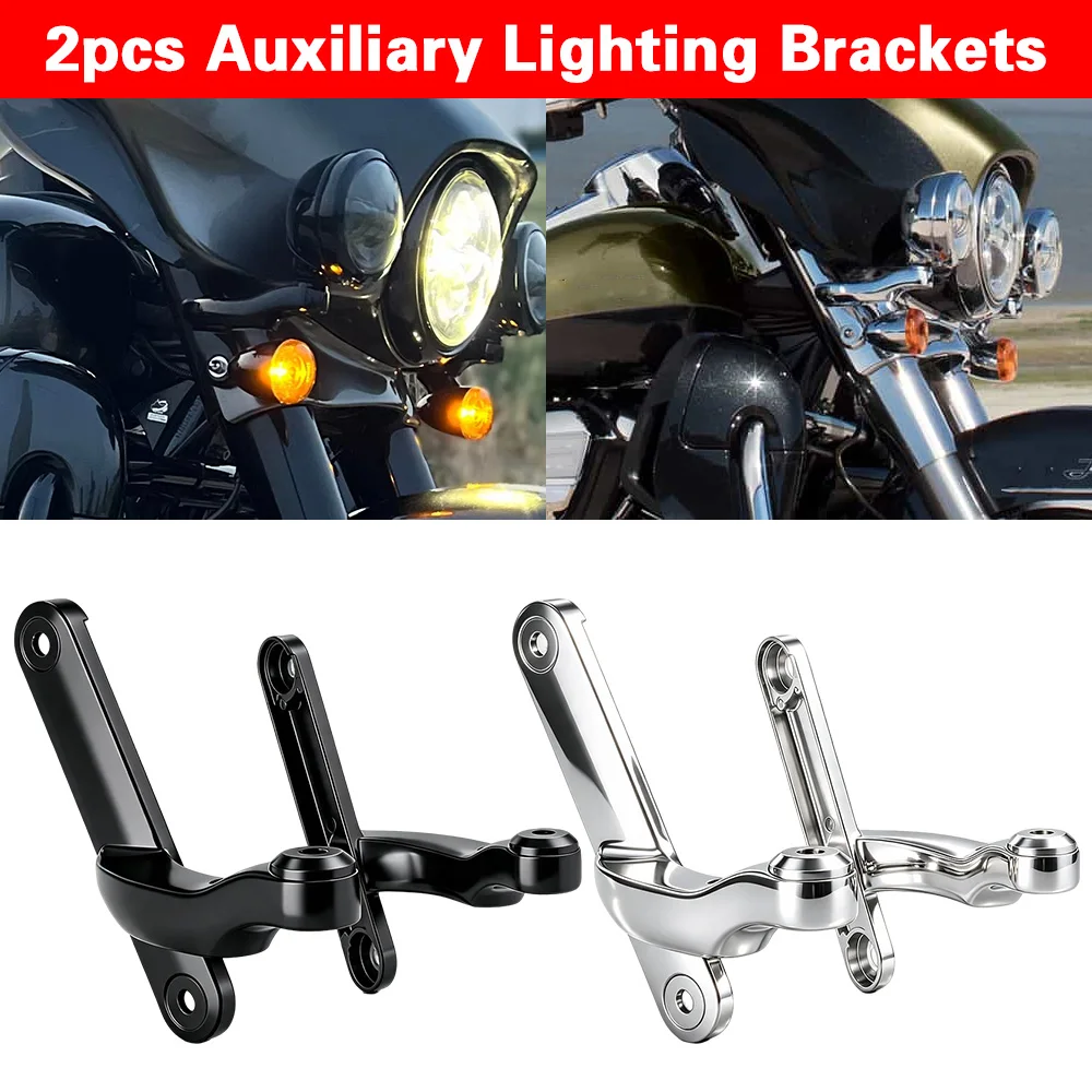 For 4.5'' LED Auxiliary Fog Passing Lighting Bracket Touring Road King Street Glide Turn Signal Lights Spot Fog Light