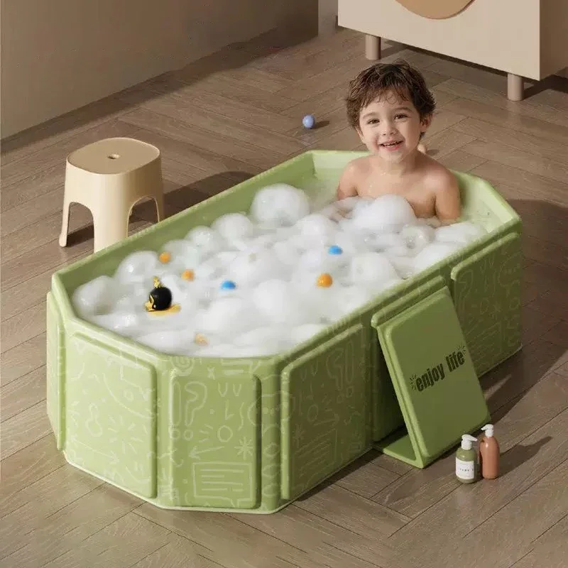 

Foldable Baby Bath Thickened Large Size Portable PVC Kids Tub Collapsible Durable Newborn Child SPA Hot Bathtub 5 Balls & 2 Duck