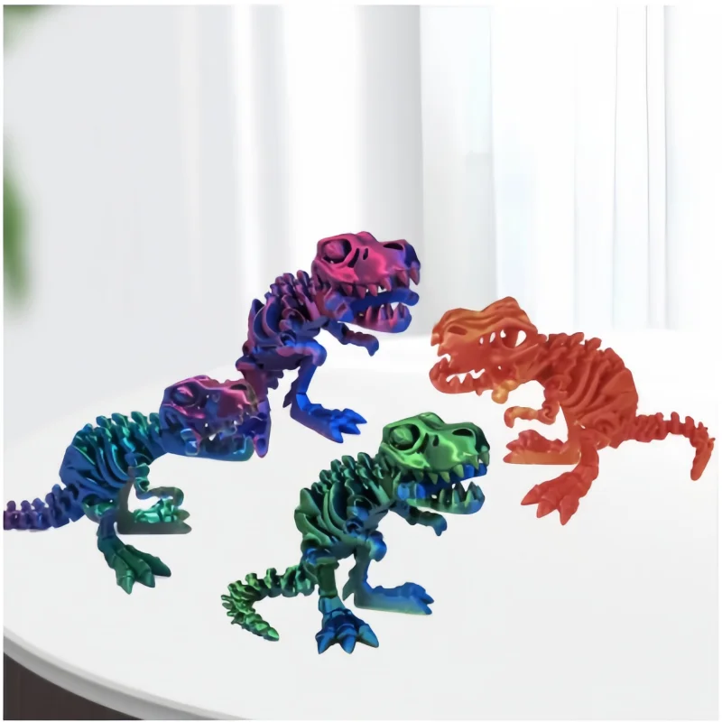 3D Printed Fidget Toy Rotatable Articulated Skeleton Tyrannosaurus Skeleton Dinosaur Model Movable Joint Decoration Gift for Kid