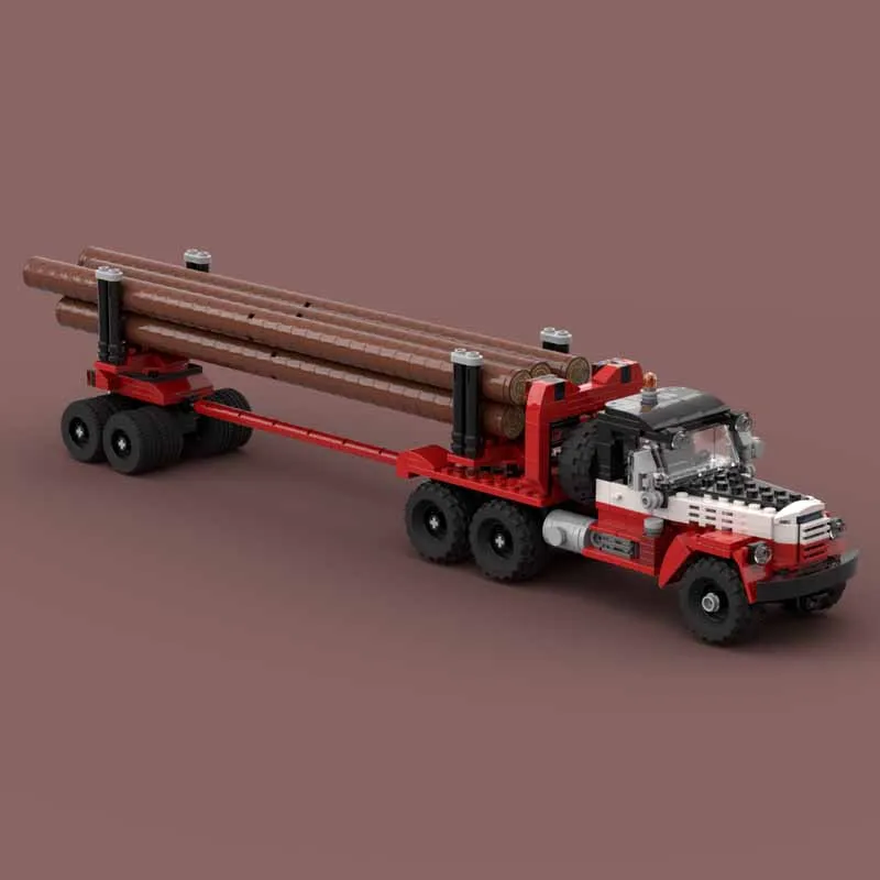 MOC-231558 Camión de registro gigante con remolque, 698 piezas, juguete de bloques de construcción, regalo para niños, niños, cumpleaños y Navidad