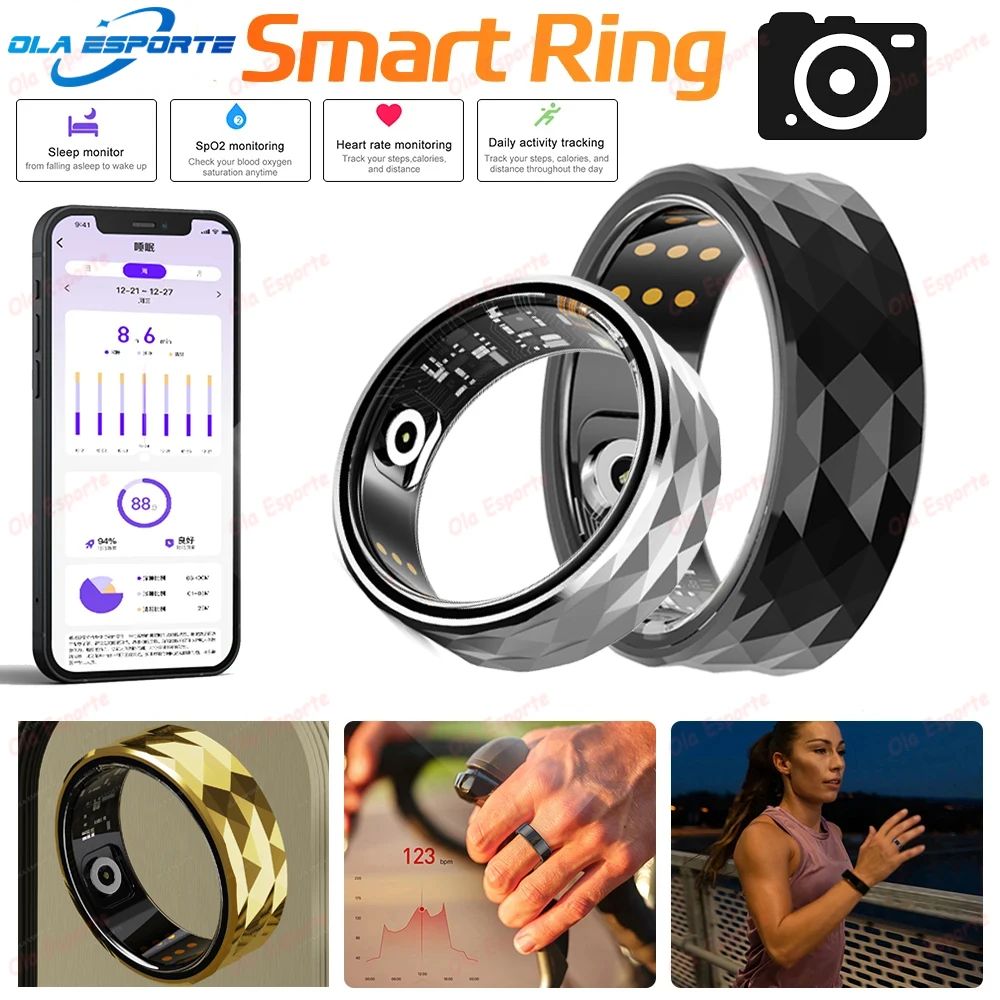 New Smartring Men Military Grade Titanium Steel Shell Health Monitor 5ATM Waterproof Multi-sport Modes Bluetooth SmartRing Women