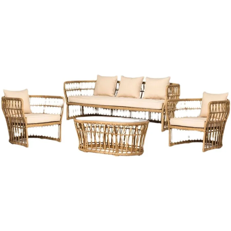 

Sofa villa courtyard balcony outdoor rattan furniture combination rattan sofa rattan chair