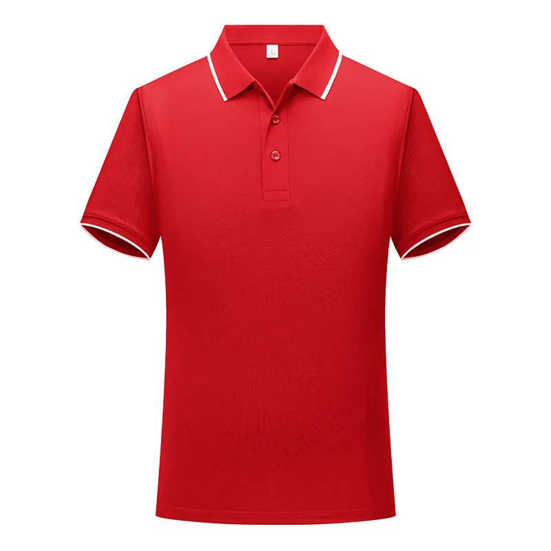 HH138 T-shirt polo lengan pendek pria, pakaian kerja warna polos dengan kerah lapel musim panas