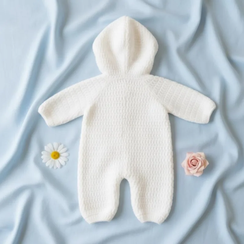 Ręcznie robiony na szydełku pajacyk śnieżynka dla niemowląt - Sesja zdjęciowa noworodka - ubranka dla dziewczynki - świąteczne ubranka dla niemowląt - strój do sesji zdjęciowej noworodków