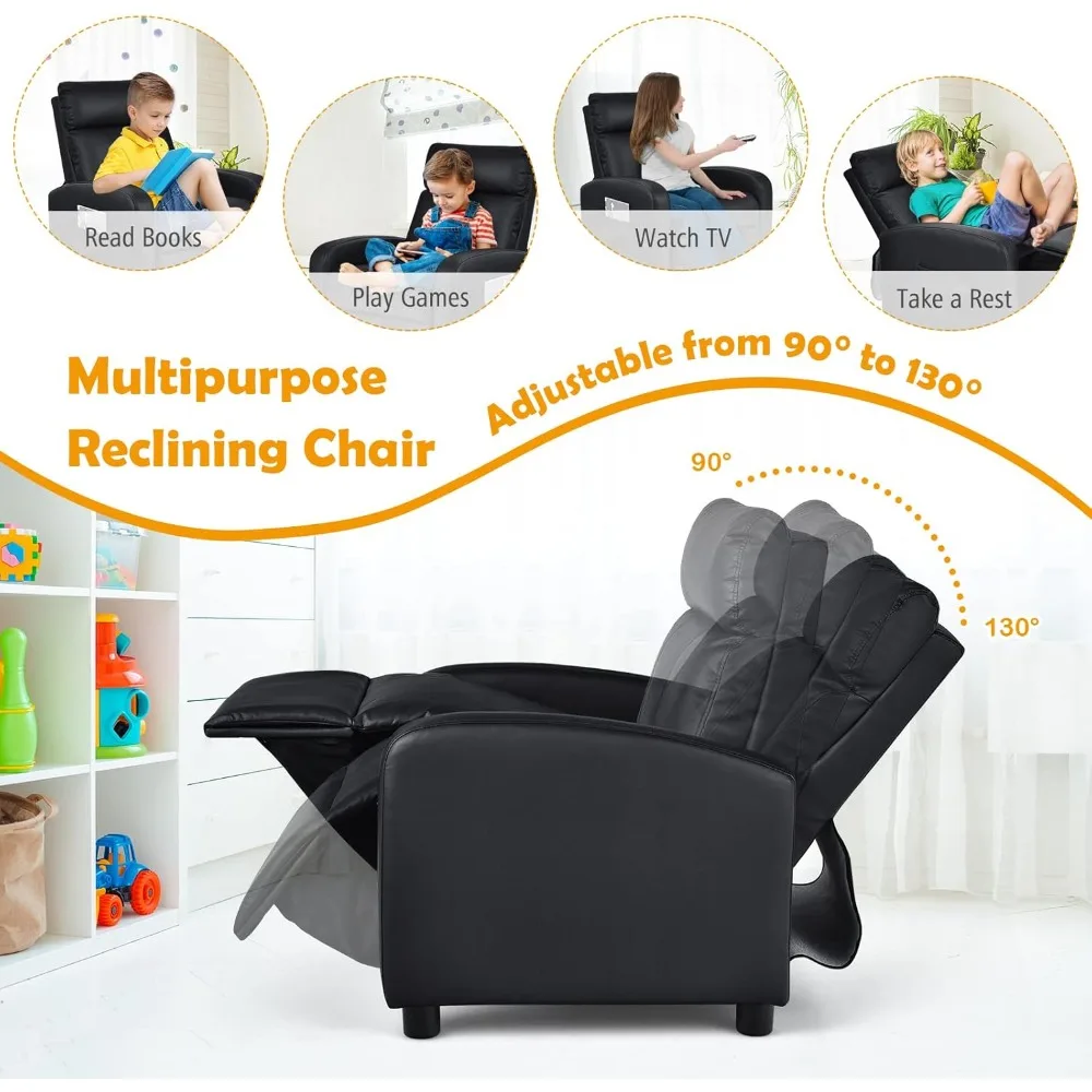 كرسي كرسي للأطفال، كرسي صالة من جلد البولي يوريثان قابل للتعديل مع جيوب جانبية، مسند للقدمين، مسند للرأس، أريكة كرسي مبطنة لـ P