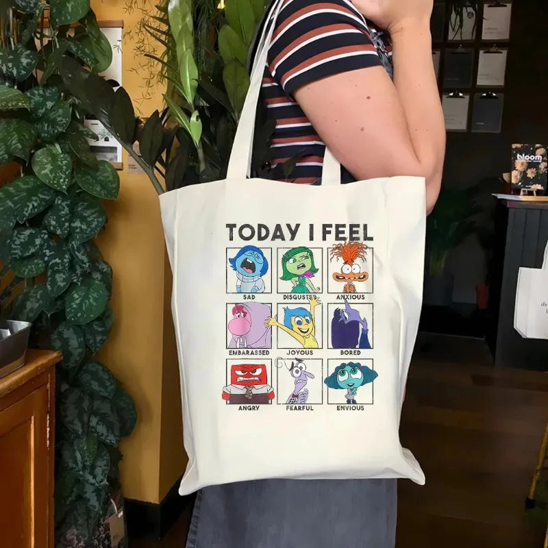 

Inside Out 2 Current Mood Anger Joy Sadness Tote Bag Disney Emotions Shoulder Bag Mental Health Speech Therapy Disneyland Trip