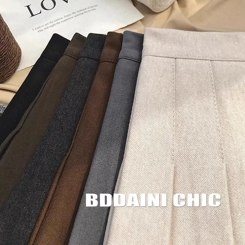 Gonna scozzese di lana ispessita a vita alta per le donne Autunno Inverno Minigonna a linea A Stile college JK Uniforme plus Size Gonna corta