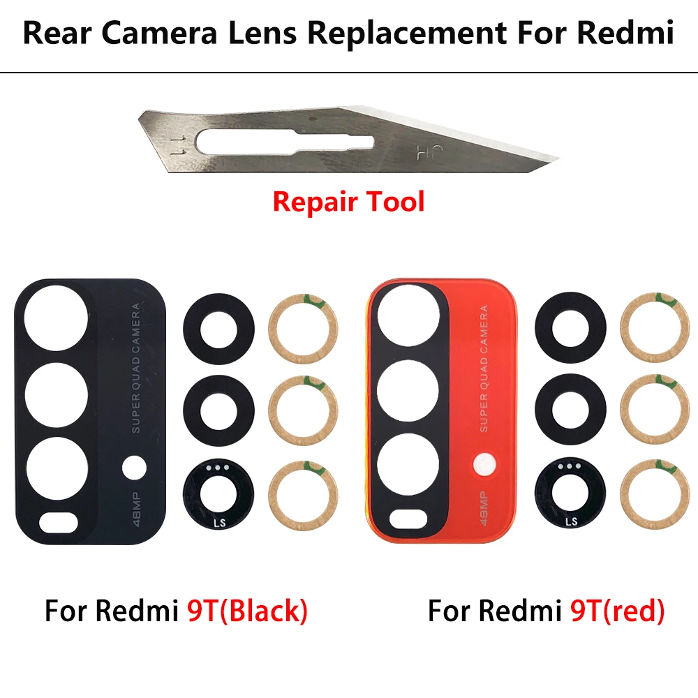 Back Rear Camera Glass Lens With Adhesive For Xiaomi Redmi 12C 10A 10C 10 9T 9A 9C 9 8A 8 7 7A Camera Lens with Tool