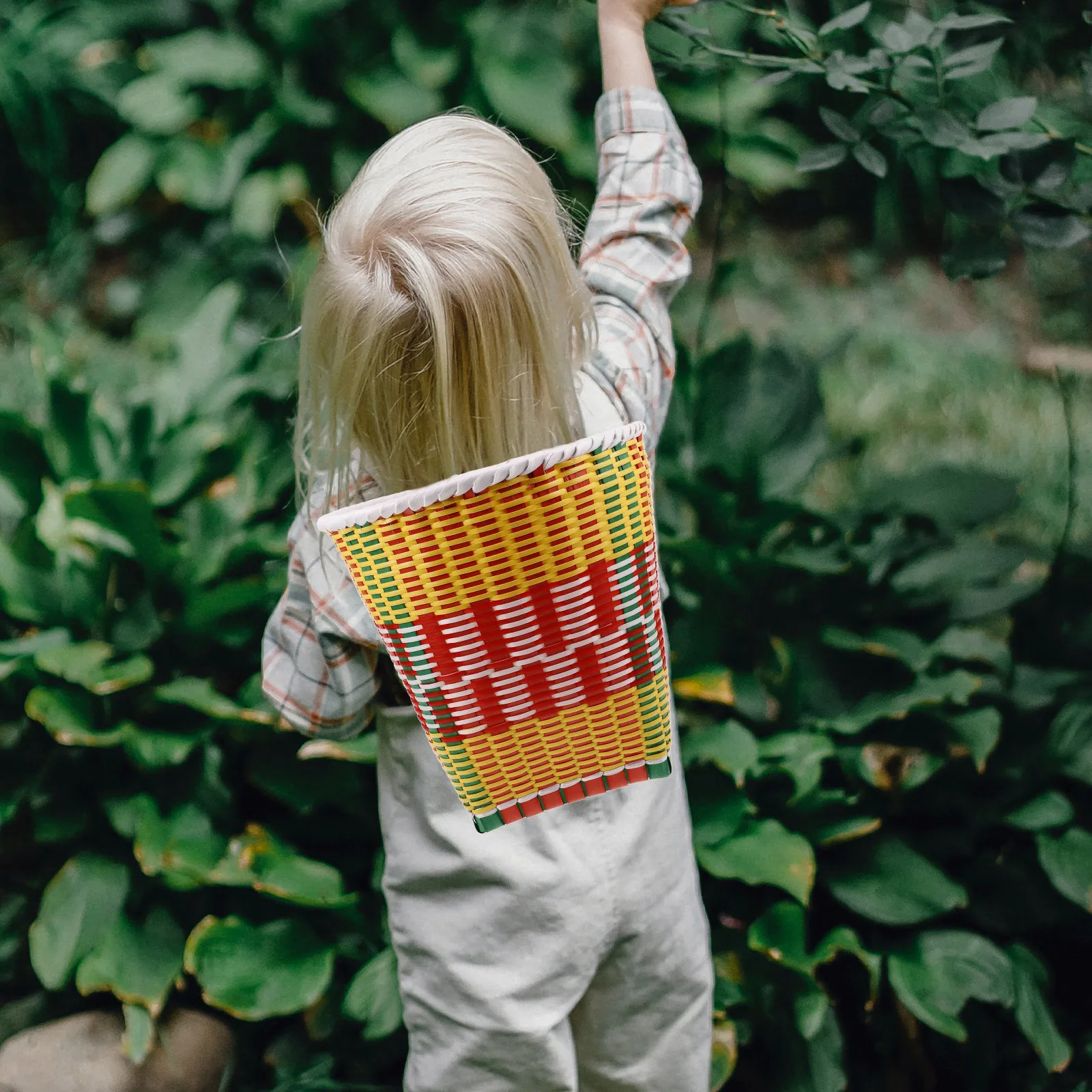 

Plastic Woven Backpack Basket for 6 Years Green Storage Dance Props Picnic Photography Accessories Reusable