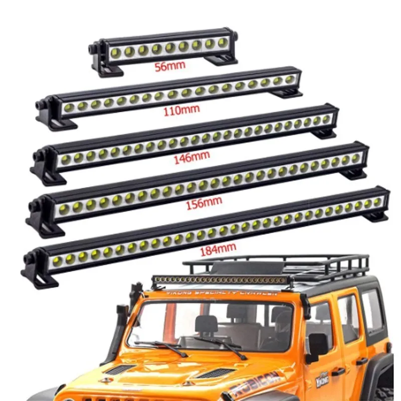 Barra de luces LED para techo de coche RC, luz de búsqueda de 56-156 mm para 1/10 Traxxas TRX4 Defender TRX6 G63 Axial SCX10 D90 RGT Yikon Crawler