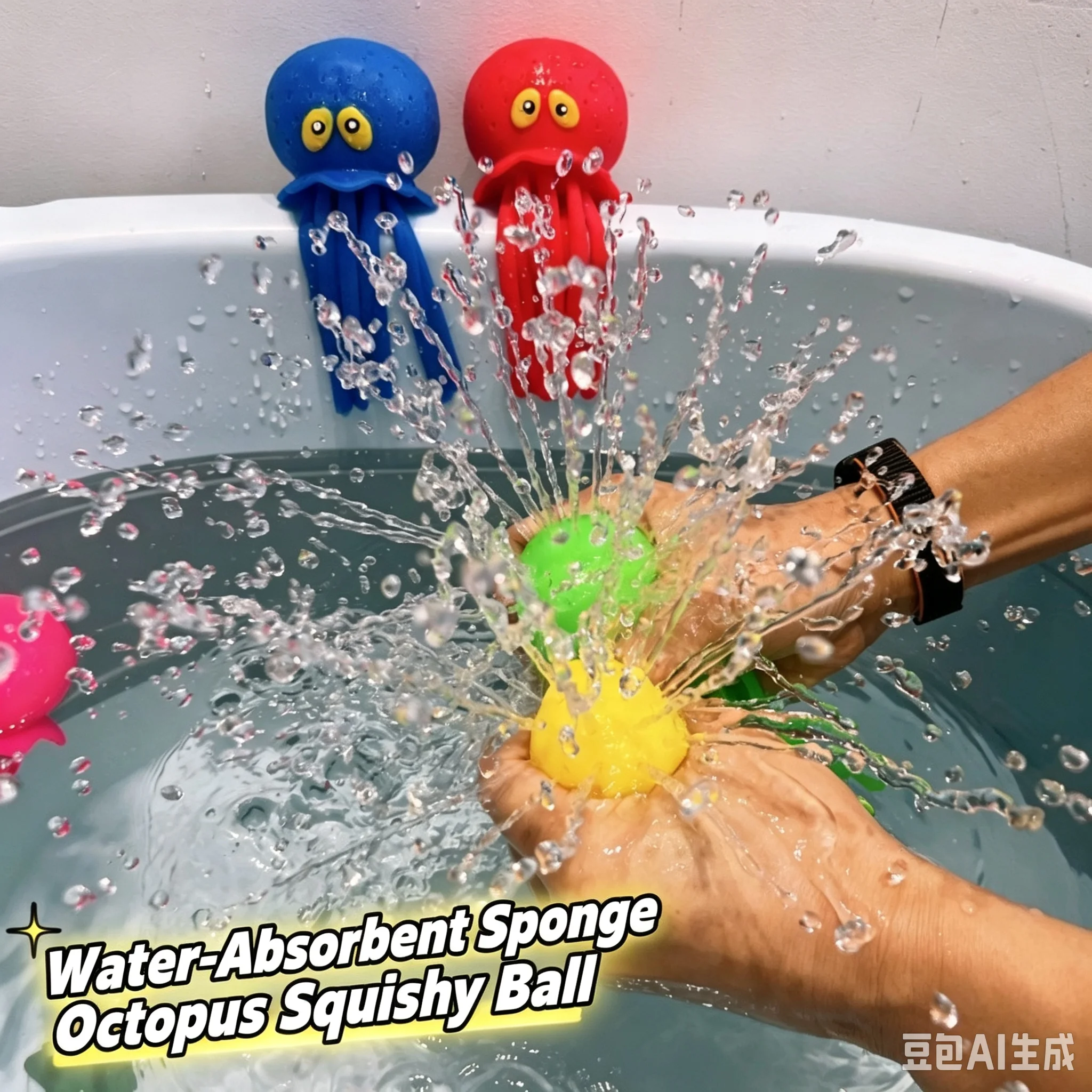 Baby Bath Toys Sponge Water Absorbing Octopus Squeezing Stress Relief Toys Summer Swimming Play Water Bath Toy for Children