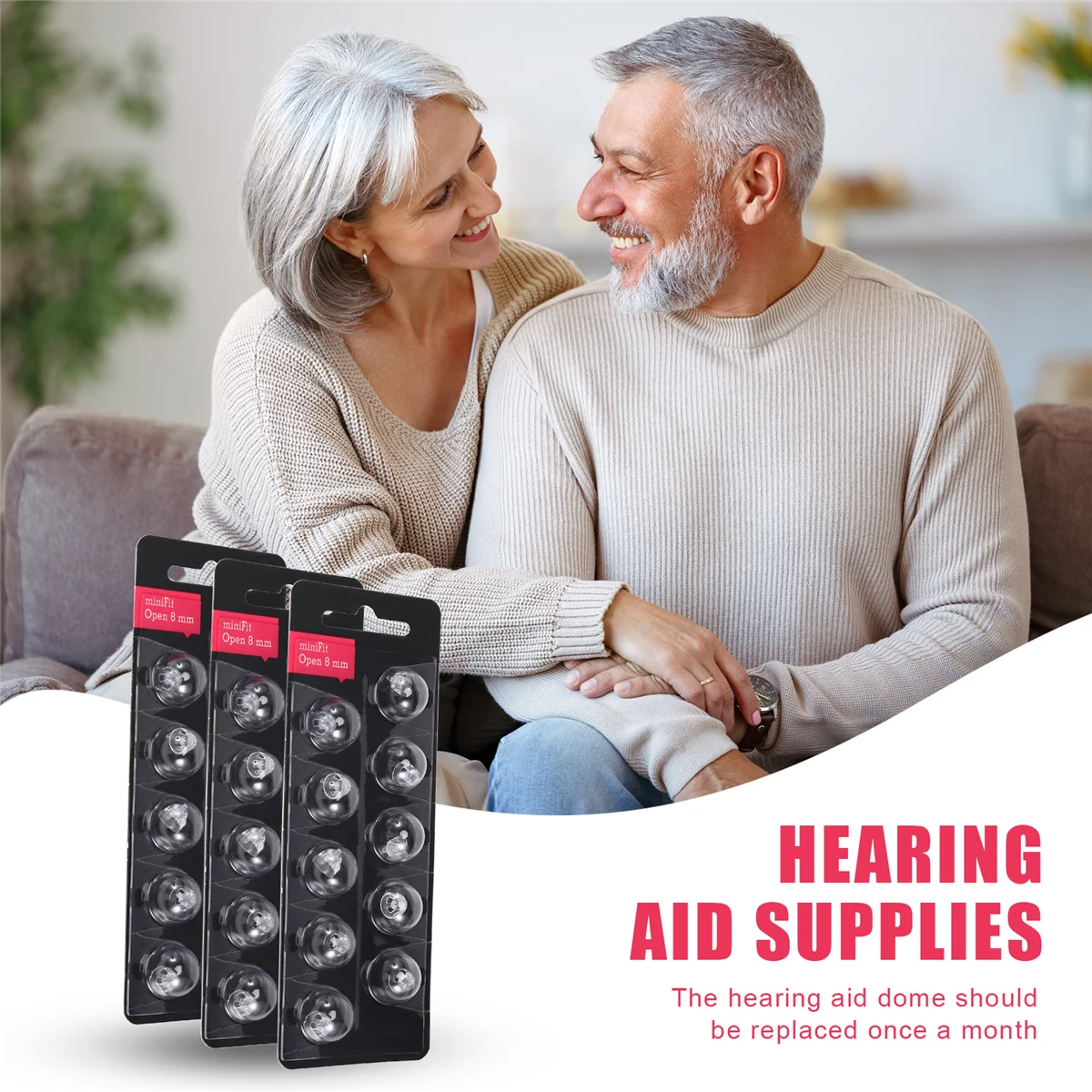 Cupola per apparecchi acustici per Oticon Minifit Bass 8mm aperta (confezione da 3), forniture per apparecchi acustici Oticon cupola universale