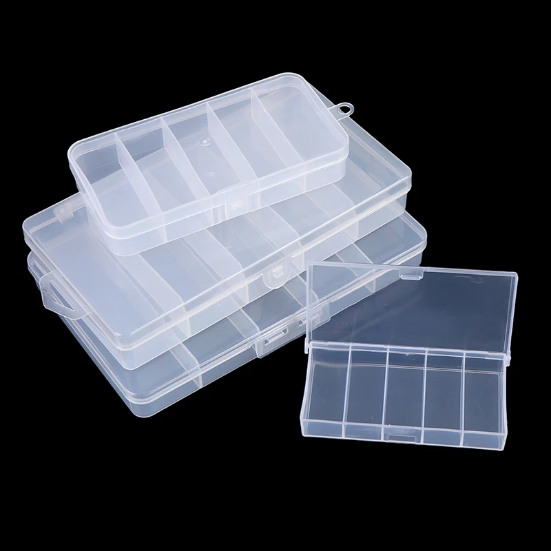 5Grids Plastic Box Adjustable Compartment Jewelry Organizer Box Eco-Friendly PP Transparent Jewelry Screw Box