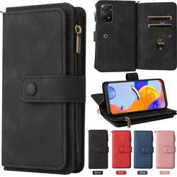 Zipper Wallet Case For Xiaomi Redmi Note 12 11 Pro Plus 12S 12T 11S 11T 11E 11 SE 10S 10T 10 Pro Max Leather Flip Book Cover