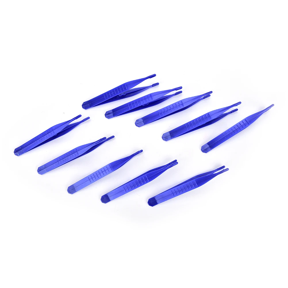 Descartável Médica Primeiros Socorros Pinça, Pinças De Plástico Pequeno, Alicate De Plástico Azul Crafting, 10PCs