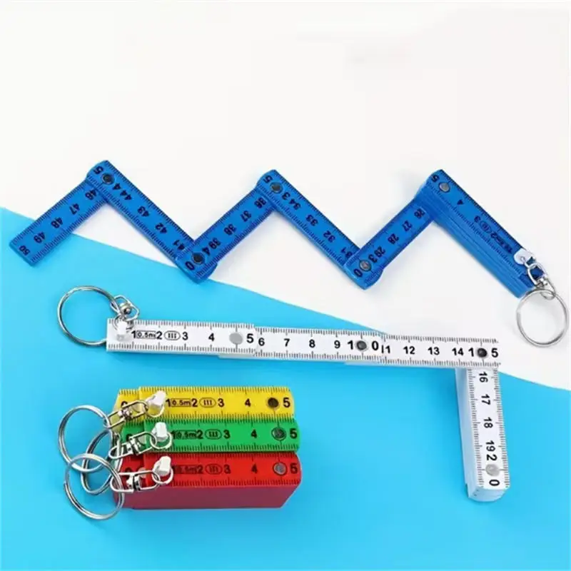 

0.5m 10 Fold Plastic Folding Ruler Portable Storage Keychain Ruler Advertising Promotion Gift Straight Rulers Measuring Tool