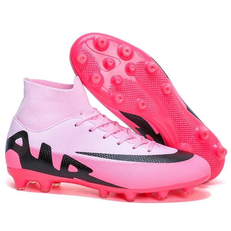 Hochwertige neue Unisex Fußballs chuhe große Größe 35-47 rosa tf/fg Herren Fußballs chuhe im Freien bequeme Gesellschaft Fußballs chuhe Mann