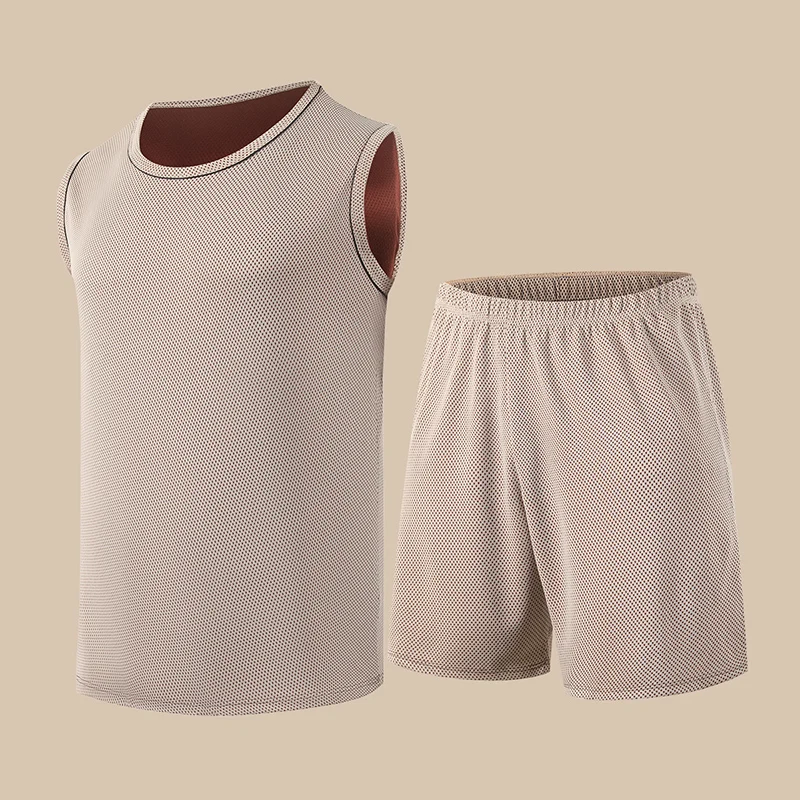

Men's Set Sleeveless Top, Quick Drying, Breathable Sports Fitness Comfortable Home Wear Can Be Worn Outside Fashionable Set