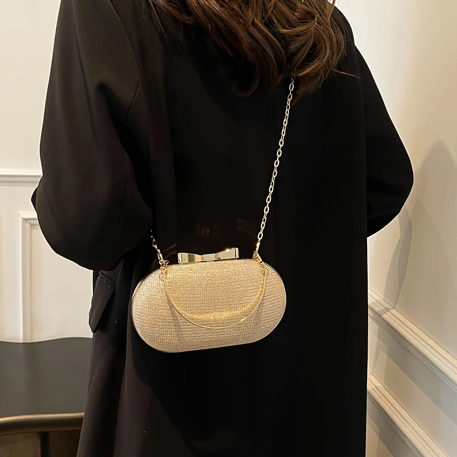 Light luxury sequined hand-held dinner bag, elegant style bag, high-end chain single-shoulder crossbody bag image 3