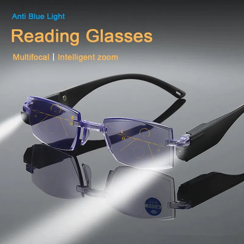 Intelligente Zoom Lesebrille Led mit Licht Presbyopie Gläser Geeignet für + 1,0 Bis + 3,5 Männer und Frauen