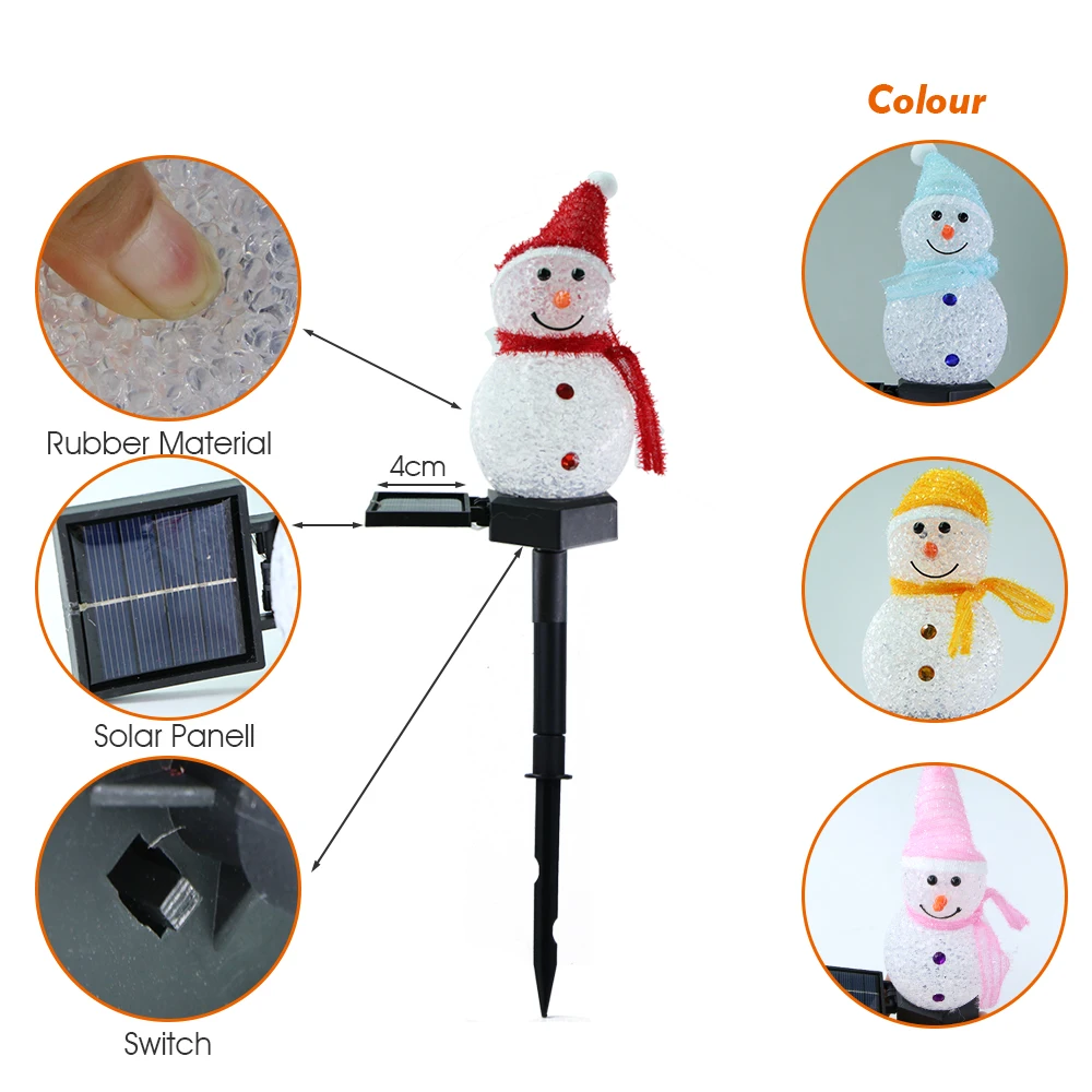 Christmas Decorations Solar Light Snowman Outdoor Solar Powered Stakes Landscape Lamp for Garden Corridor Patio Lawn Decoration