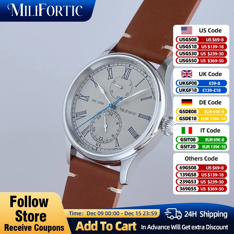 Milifortic Multi-eye Dress Quartz Watches Calendar Polished Hand 100ATM Sapphire Crystal Stainless Steel Retro Wristwatches