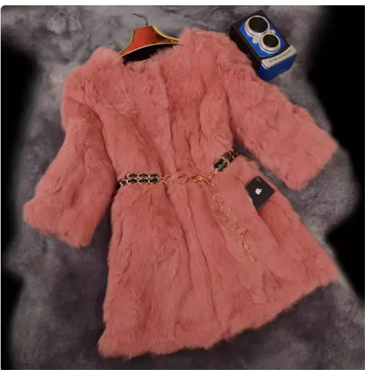 Real rabbit fur fur fur coat for women