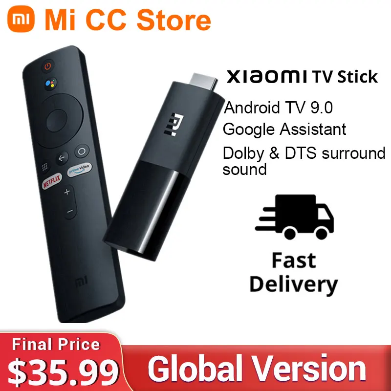 Global Version Xiaomi Mi TV Stick Android TV 9.0 HDR 1080P 1GB RAM 8GB ROM Portable Mini TV Dongle Wifi Google Assistant