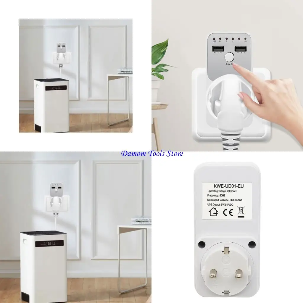 57BE Double USB Port Intelligent Programmable Countdown Timer Socket Enduring
